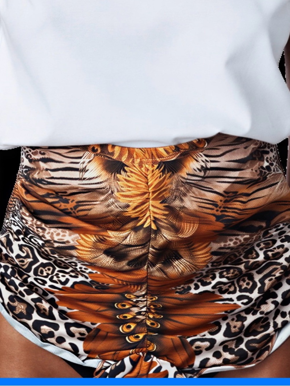 Tiger Mist orange and black tiger print cinched shorts, size S